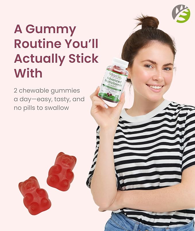 BariSlim Advanced Bariatric Multivitamin Gummies - Specially Formulated Bariatric Vitamins for Patients After Weight Loss Surgery - Supports Energy &amp Immune Health | Cherry (90 Vegan Gummies)