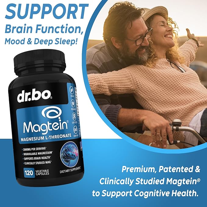 Magnesium L-Threonate Magtein Capsules - Magtein Magnesium L-Threonate 2000mg Supplement Capsules for Brain Health Memory Sleep &amp Cognitive Support - Pure Treonato de Magnesio Supplement - 120 C