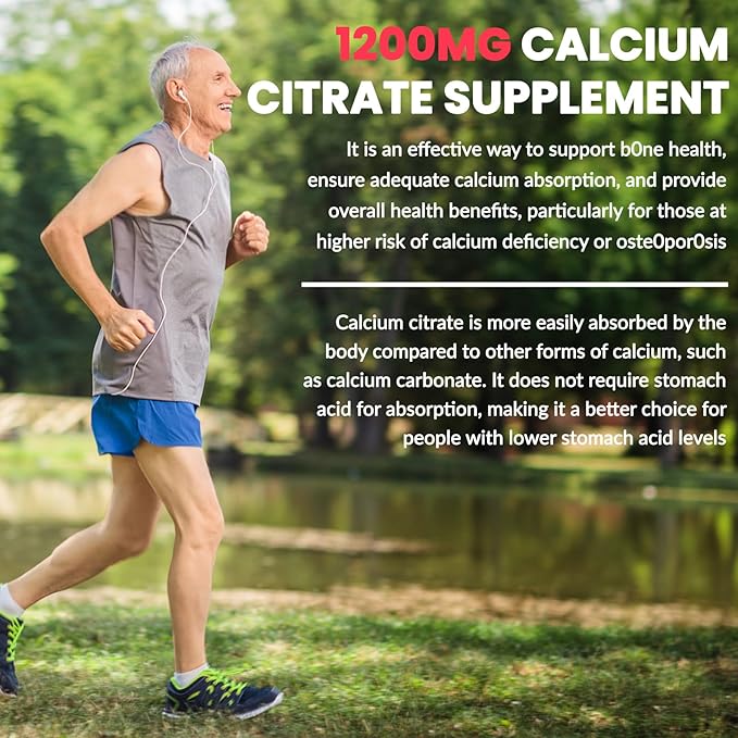 Calcium Citrate Supplement Gummies for Adult: Women &amp Men Sugar Free 1200 mg Calcium Chewable Gummy - Organic Natural High Absorption Vegan Supplements for Energy Immune Support (120Count