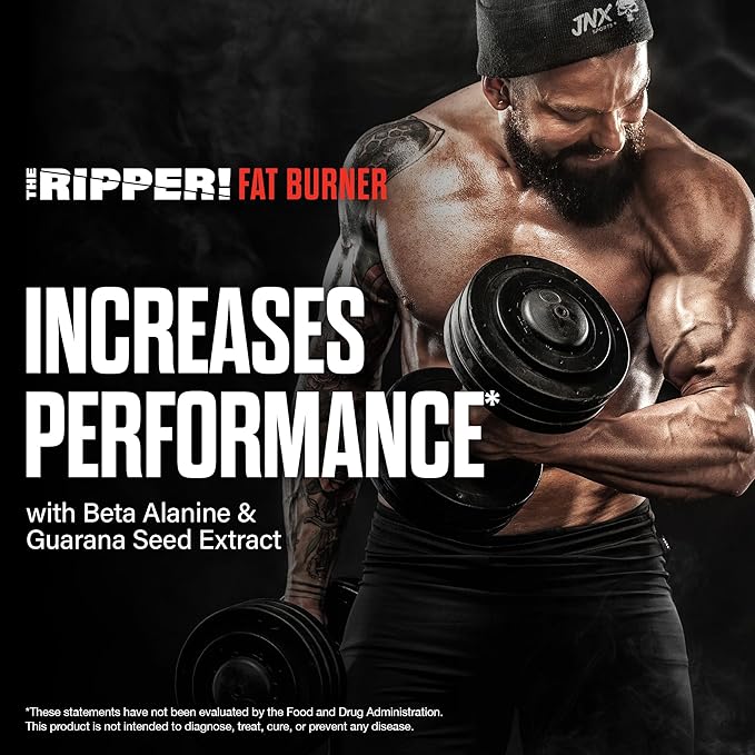 JNX SPORTS The Ripper! Fat Burner Pre Workout for Men &amp Women – Thermogenic Fat Burning Powder &amp Appetite Suppressant Boost Energy &amp Endurance – Blue Raspberry 30 Servings