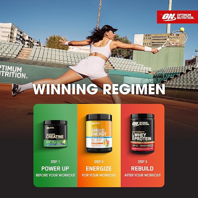 Optimum Nutrition Amino Energy Powder Plus Focus with BCAA Electrolytes and Caffeine Sunkissed Citrus 65 Servings (Packaging May Vary)