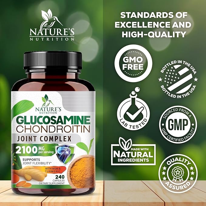 Glucosamine Chondroitin MSM - 3x Strength Joint Support Supplement for Joint Mobility &amp Comfort For Men and Women Glucosamine Supplements Complex with Turmeric &amp Boswellia - 240 Capsules