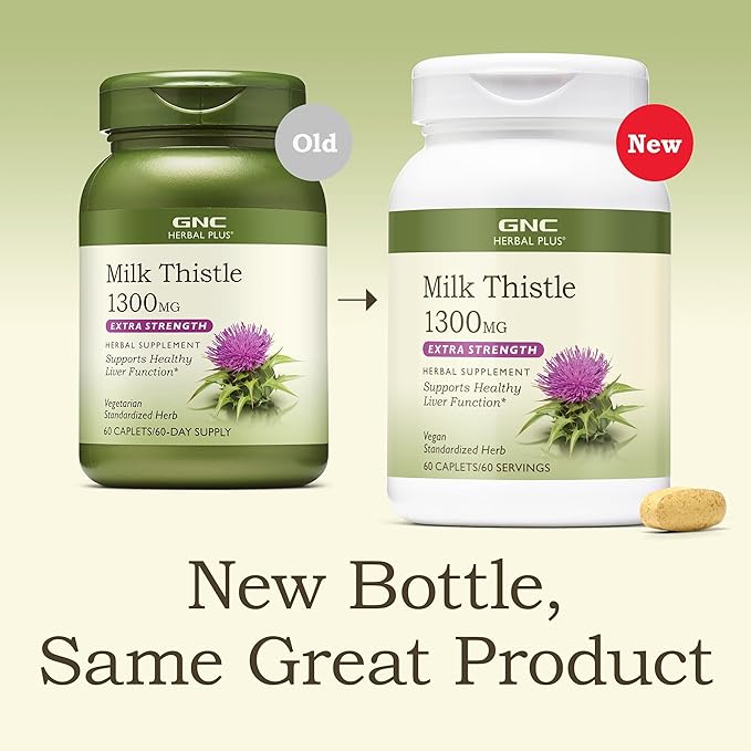 GNC Herbal Plus Milk Thistle 1300mg Extra Strength 60 Caplets