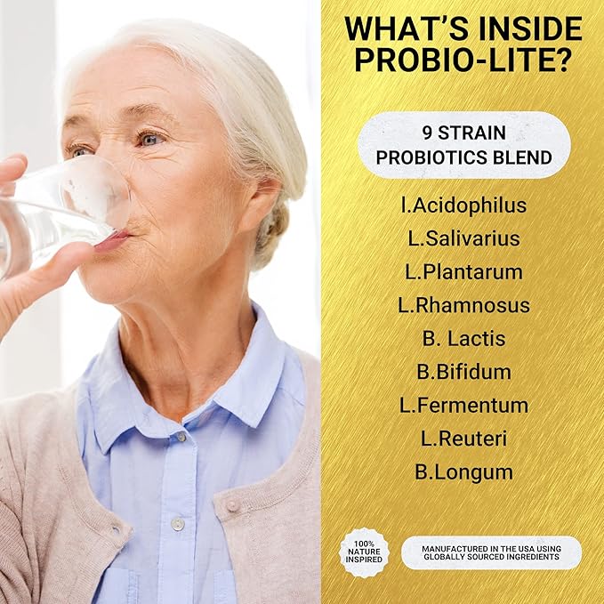 Golden After 50 Probio-Lite - for Gut Health and Digestion Support - Probiotics for Men and Women - 30 Gelatin Capsules - Probiotics for Occasional Heartburn Gas Indigestion