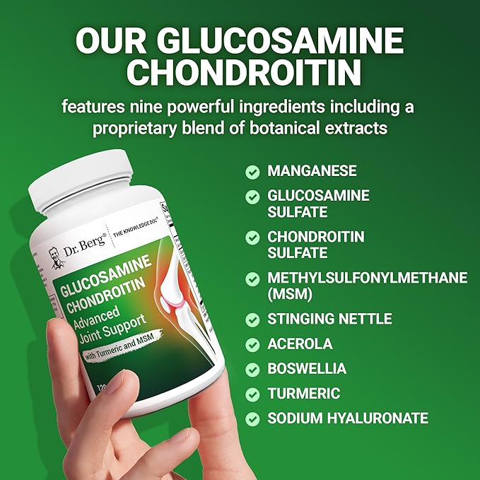 Dr. Berg Glucosamine Chondroitin MSM Turmeric &amp Boswellia - Advanced Joint Support Supplement with 1500 mg Glucosamine Sulfate - Includes 120 Capsules