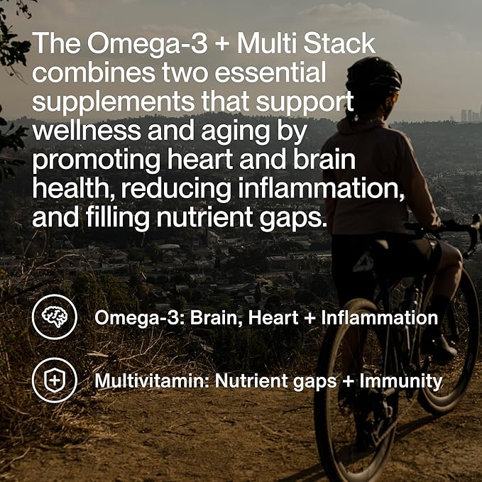 Momentous Omega-3 + Multi Stack - Daily 1600mg Fish Oil Supplement &amp Complete Essential Vitamin &amp Mineral Complex to Support Joint Health EPA &amp DHA - NSF Certified Gluten &amp GMO-Free