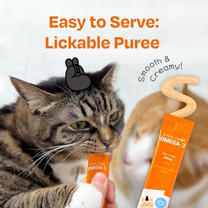 Cat Omega 3 Supplement – Lickable with EPA &amp DHA for Skin and Coat Immune &amp Joint Support – Daily for Cats Salmon Flavor 30 Tubes