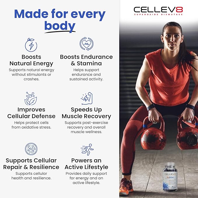 Cellev8 ReDrive Performance Gummies - 60 Count - Antioxidant Cellular Muscle Recovery Endurance Stamina Daily Energy Supplements for Men &amp Women with SOD Vitamin D3 - Raspberry Flavor