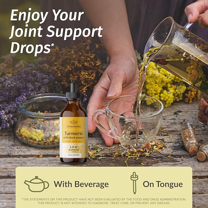 HERBAMAMA Boswellia and Turmeric Kit - Bundle of 2100 mg Boswellia Turmeric &amp Liquid Turmeric with Black Pepper Tincture 2 fl oz - Vegan Non GMO Sugar &amp Alcohol-Free - 2 Pack