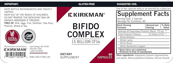 Bifido Complex Advanced Formula Capsules - Hypoallergenic | 60 Vegetarian Capsules | Gluten Free | Casein Free | Probiotic