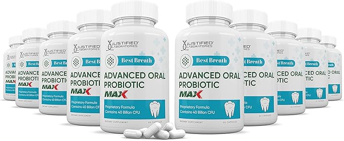 Justified Laboratories (10 Pack) Best Breath Max 40 Billion CFU Probiotic Oral Support 600 Capsules