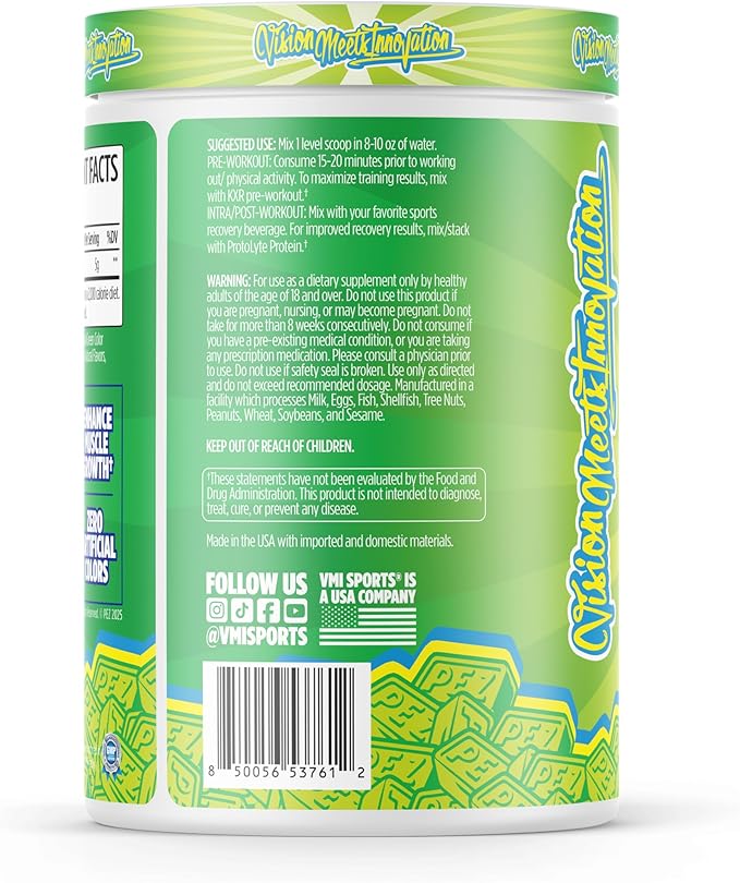 VMI Sports Creatine Monohydrate Powder Muscle Mass – Strength – Size – Power | 5 Grams per Serving (60 Servings PEZ Sour Green Apple)