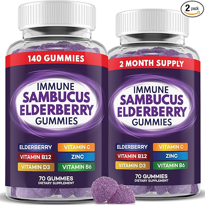PAYÉ Elderberry Gummies Immune Support Daily Support for Kids and Adults* with Sambucus Elderberry Zinc Vitamin C D3 B6 B12 Plus - Dietary Supplement - 140 Count
