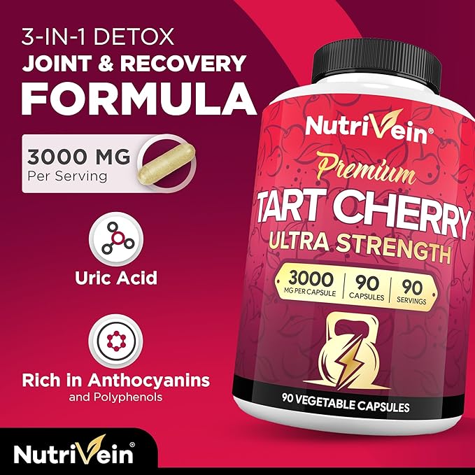 Nutrivein Premium Ashwagandha Capsules &amp Tart Cherry Capsules Bundle: High-Absorption Tart Cherry Extract and Ashwagandha Supplements for Recovery Balance and Vitality
