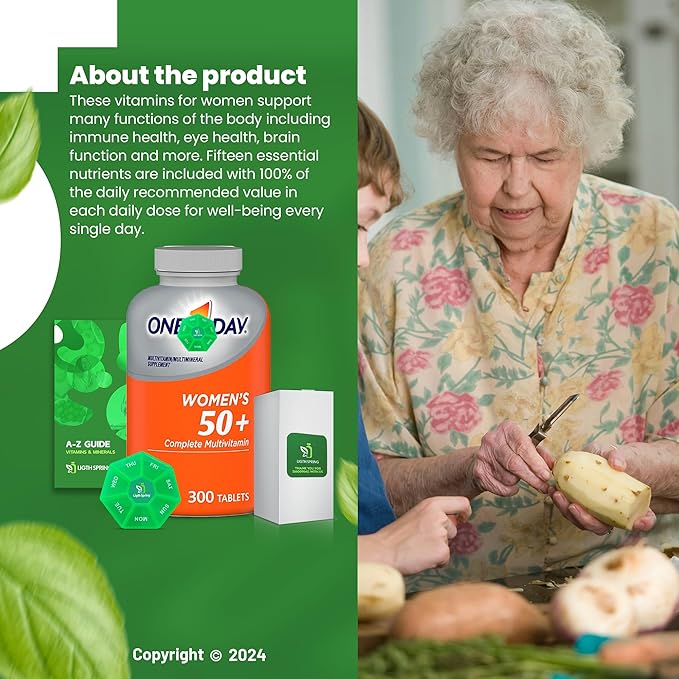 Women's 50+ Multivitamin 300 Tablets with Bundle Exclusive Vitamins &amp Minerals - A to Z - Better Ligth&ampSpring Guide + Weekly Pill Organizer (3 Items)