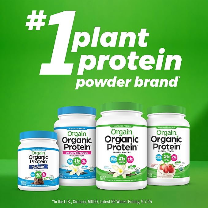 Orgain Organic Vegan Meal Replacement Protein Powder Vanilla Bean - 20g Plant Based Protein Gluten Free Dairy Free Lactose Free Soy Free No Sugar Added For Smoothies &amp Shakes - 2.03lb