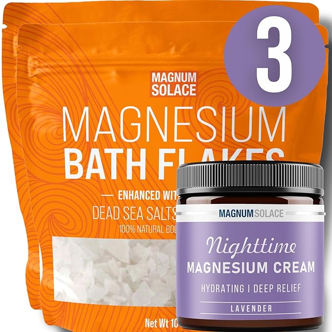 20 Lbs Magnesium Flakes with Vitamin C and Magnesium Cream: 3 Item Bundle