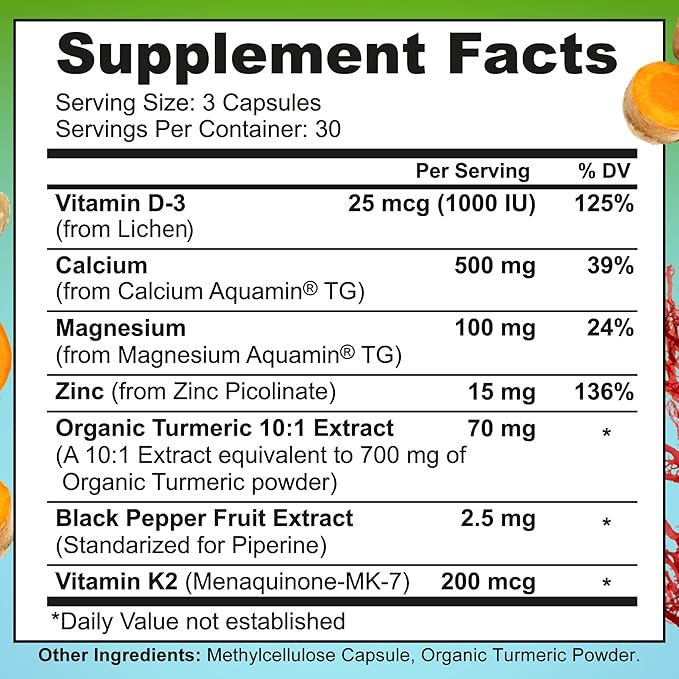 Vegan Bone &amp Immune Support Bundle - Liposomal Glutathione 500mg with Organic Whole Foods + Women's Daily Multivitamin with Iron &amp Plant-Based Calcium Magnesium D3 K2 Zinc and Turmeric