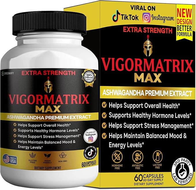 Vigormatrix Max Ashwagandha Premium Extract 60 Capsules Gluten Free Vegan Non-GMO (1)