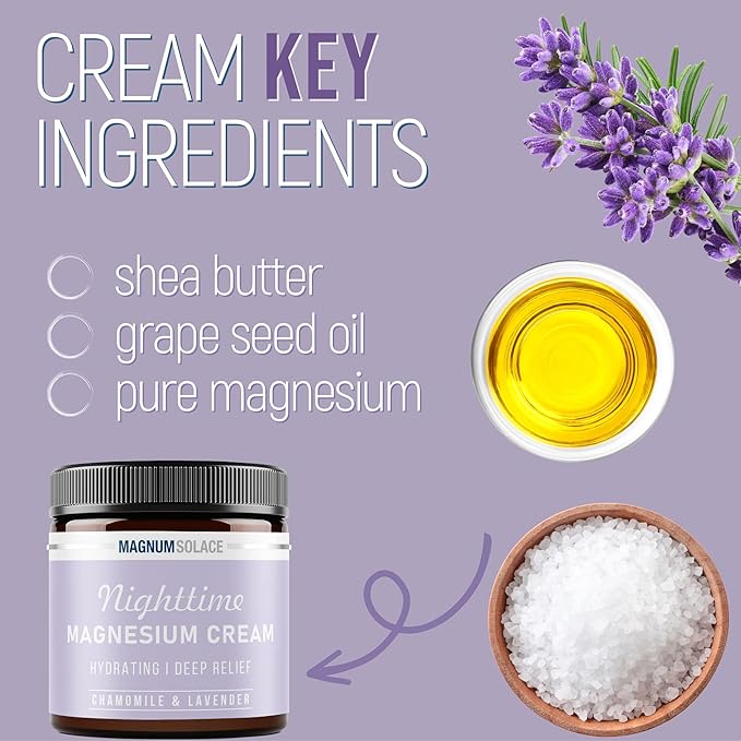 Magnesium Spray &amp Magnesium Cream Chamomile &amp Lavender (2 Item Bundle)