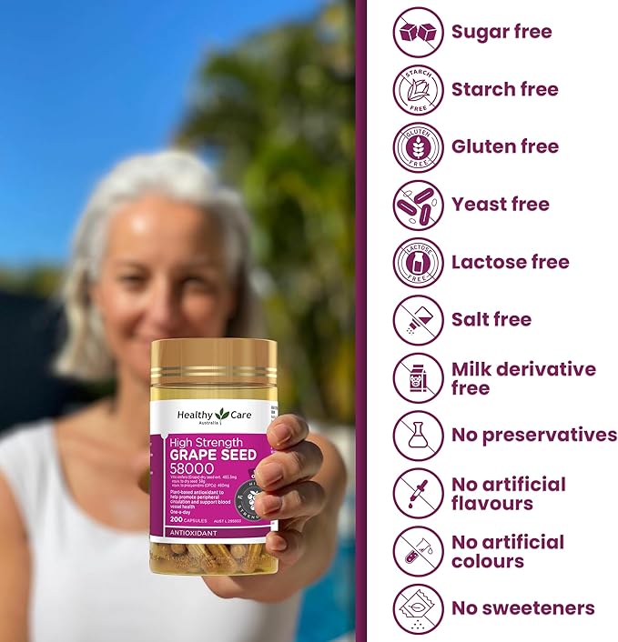 Healthy Care Grape Seed 58000 200 Capsules