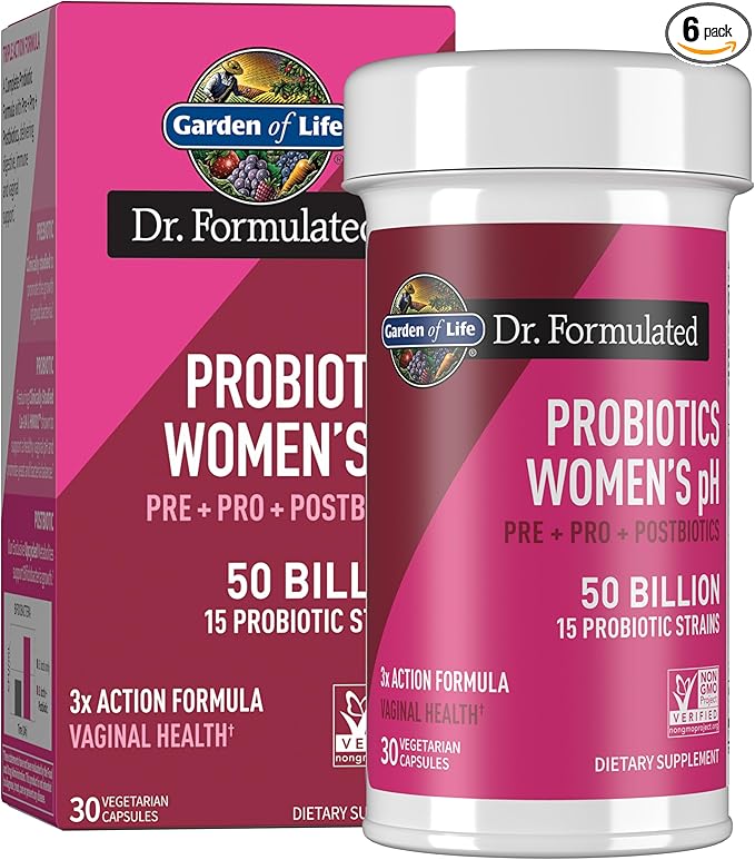 Garden of Life Dr Formulated Once Daily 3-in-1 Complete Prebiotics Postbiotics &amp Probiotics for Women PRE + PRO + POSTBIOTIC Supplement for Women’s Digestive Immune &amp Vaginal Health 30 Day