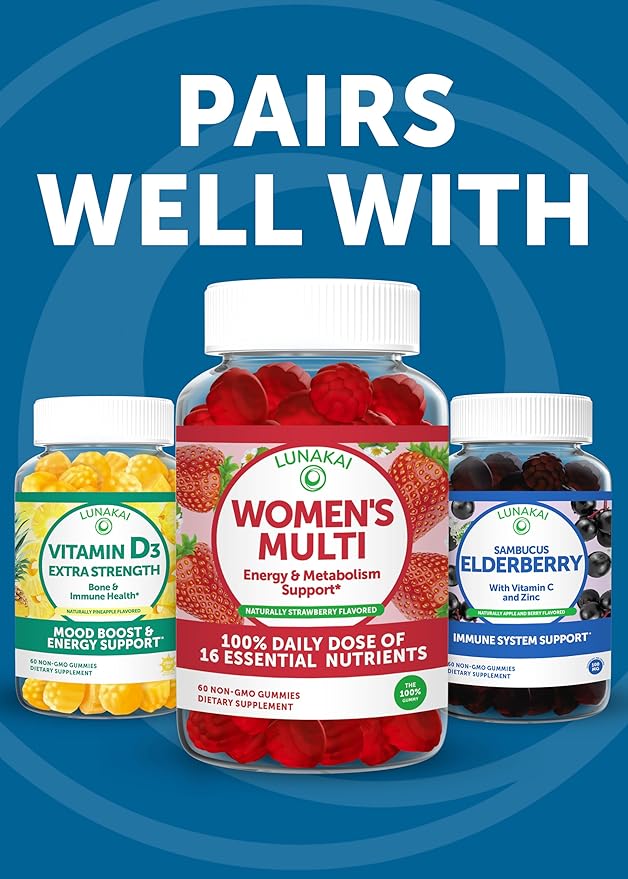 Lunakai USA Made Probiotic Gummies - 5 Billion CFUs Vegan Non-GMO Gluten-Free - Digestive &amp Immune Support for Women &amp Men - 60 Chewable Gummies