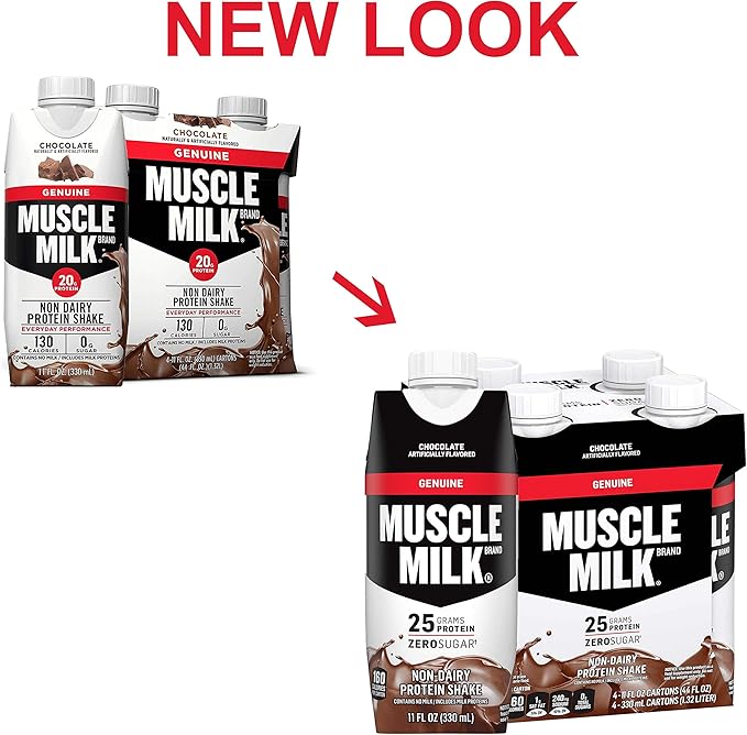 Muscle Milk Genuine Protein Shake Chocolate 25g Protein 11 Fl Oz (Pack of 4)
