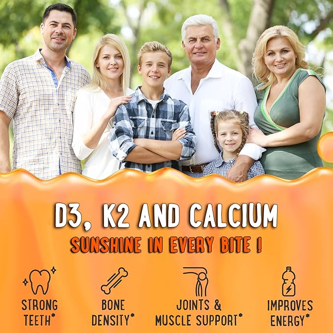 Magnesium + D3K2 Gummies Bundle – 2 Bottles (60 Each) – Apple Kiwi &amp Peach Mango