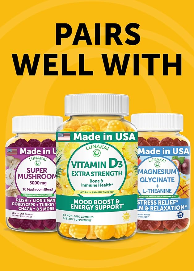 Lunakai USA Made Turmeric and Ginger Supplement Gummies 500mg with Black Pepper – High Absorption Curcumin Turmeric Gummies for Joint Comfort Daily Immune Support Non-GMO - 3 Pack