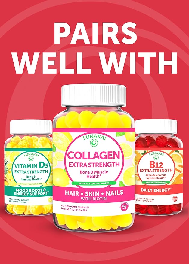 Lunakai USA Made Biotin Gummies 5000mcg with Vitamin C &amp E - Delicious Hair Skin Nails Vitamins for Women Non-GMO Hair Growth Supplement 60 Ct