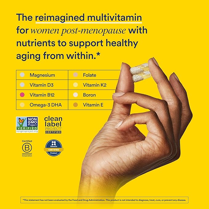 Ritual Multivitamin for Women 50+ Menopause Supplements with Vitamin D3 K2 and Magnesium for Bone Support* Omega-3 DHA Vitamin B12 Non-GMO Mint Essenced 30 Day Supply 60 Vegan Capsules
