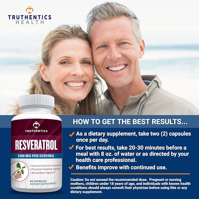TRUTHENTICS Resveratrol with TransResveratrol + Advanced Probiotic Bundle - Healthy Aging Heart Immune &amp Digestive Support - Gluten Free Non-GMO - Easy to Swallow Capsules