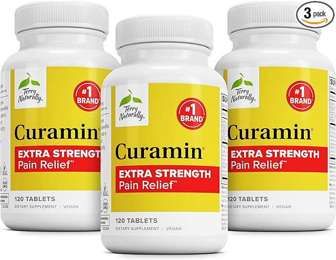 Terry Naturally Curamin Extra Strength - Curcumin &amp Boswellia for Healthy Circulation Support - Turmeric Supplement to Support Joints Muscle Health &amp Endorphin Production - 120 Tablets (Pack