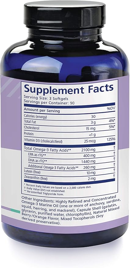 nūmaqula Omega 3 Supplement - 270 Softgels 90-Day Supply - Re-Esterified Omega 3 Triglyceride Form with Lutein &amp Zeaxanthin - 1400mg DHA &amp 400mg EPA for Macular &amp Retinal Support
