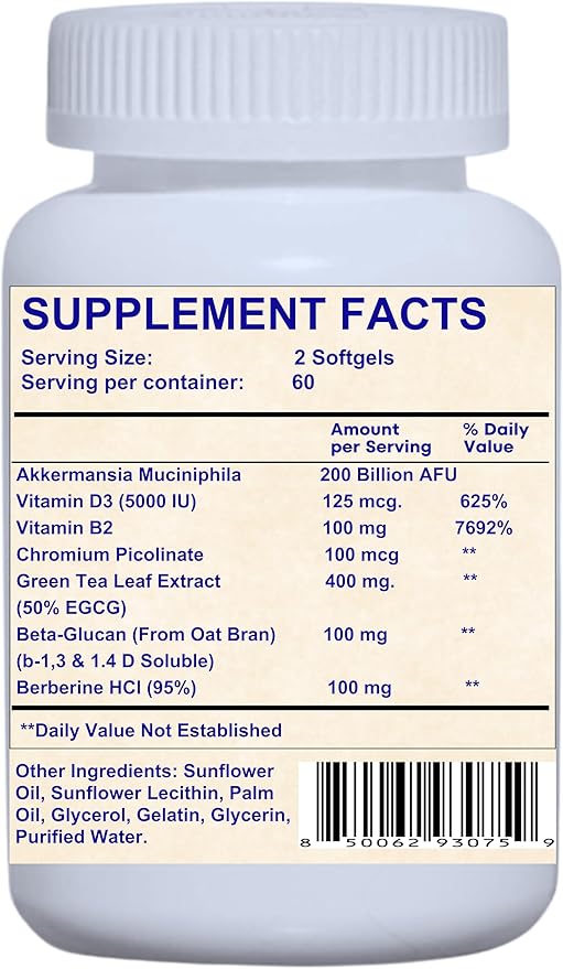 Nikoni Akkermansia Muciniphila GLP-1 Probiotic Supplement for Women &amp Men Gut Health (Pack of 4)