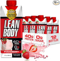Labrada Lean Body Ready-to-Drink Strawberry Protein Shake 40g Protein Whey Blend 0 Sugar Gluten Free 22 Vitamins &amp Minerals 17 Ounce (Recyclable Carton &amp Lid - Pack of 12) LABRADA