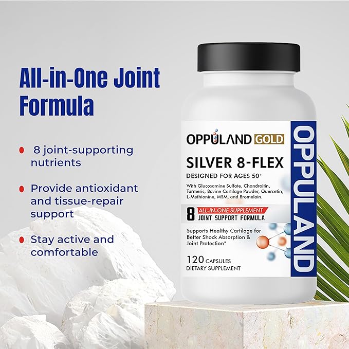 Silver 8 Flex - Joint Support Supplement for Men &amp Women - Glucosamine Chondroitin MSM Complex for Knee Hip and Movement Health - Nutritional Advanced Formula for Ages 50+ - 120 Capsules