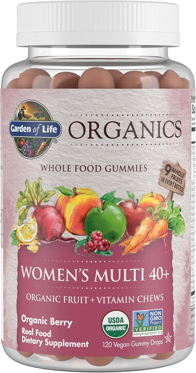 Garden of Life Organics Kids Gummy Vitamins - Fruit - Certified Organic &amp Organics Women 40+ Gummy Vitamins - Berry