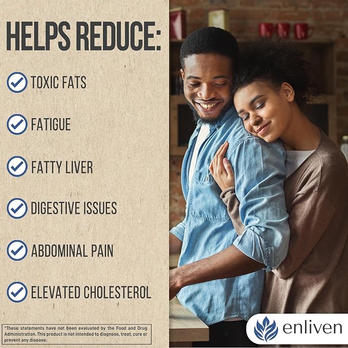 enliven Liver Cleanse Detox &amp Repair Capsules | Natural Liver Support with Milk Thistle Dandelion &amp Artichoke | Promotes Liver Health &amp Digestion | Non-GMO Herbal Supplement | 60 Capsules