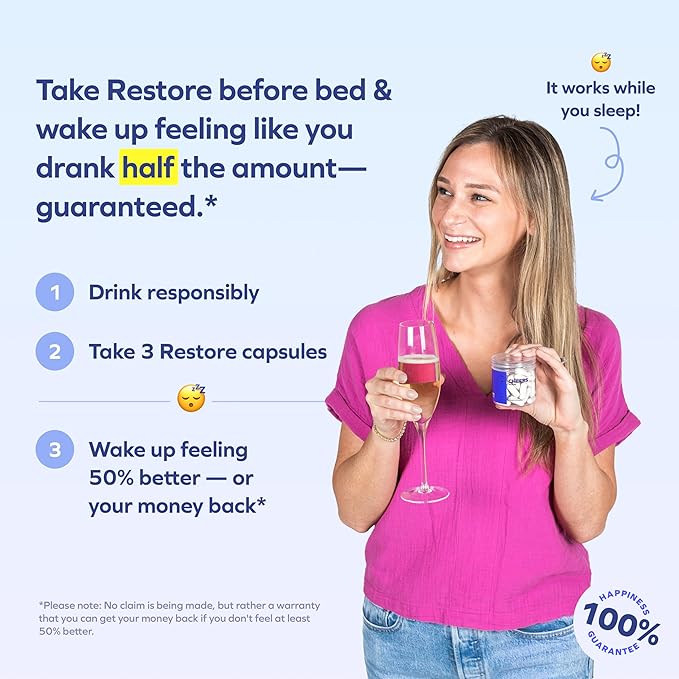 Cheers R&ampR Combo | Restore + Relief | Feel Better After Drinking &amp Support Your Liver | DHM L-Cysteine Milk Thistle Ginger White Willow Bark Caffeine L-Theanine | 12 Doses Each | Supplem