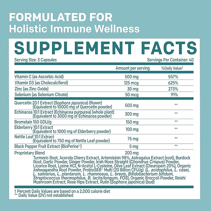 27-in-1 Hair Skin and Nails Vitamins (6810mg) w/Biotin and Collagen Hair Growth Vitamins with Probiotics and Saw Palmetto 90 ct - 28-in-1 Quercetin with Bromelain for Daily Immune Defense (120ct)
