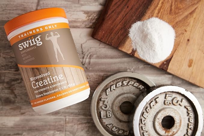 swiig Micronized Creatine Monohydrate No Gluten No Yeast Corn or Wheat No Added Flavors No Dairy Fish or Soy No Preservatives Colors or Sweeteners No GMO Ingredients - 90 Servings