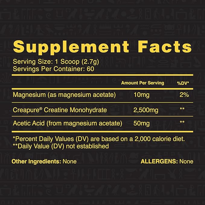 Ambrosia Atlas Performance Creatine Creapure® + Acetic Acid – Explosive Strength &amp Endurance Support – Muscle Recovery Fatigue Resistance &amp Performance Boost Support – 60 Servings
