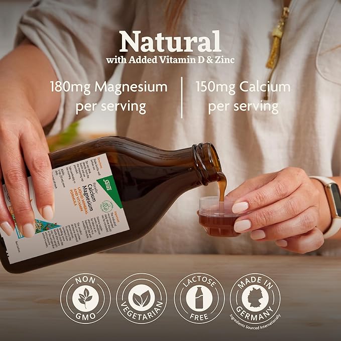 Floradix Calcium Magnesium Liquid Mineral &amp Vitamin Formula - Bone Support Supplement with Calcium Magnesium Vitamin D &amp Zinc - Vegetarian &amp Non-GMO - 16.9 fl oz