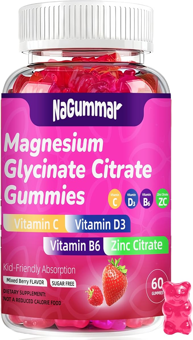 Magnesium glycinate Gummies High Absorption Magnesium Glycinate- Sugar Free Vegan Gummies for Adults with Vitamin D3 Zinc - Sleep Stress Bone &amp Memory Support - 60 Count Raspberry