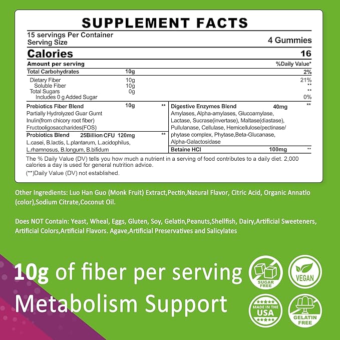 Sugar Free Collagen Peptide Filled Gummies 1 Pack + Fiber Gummies for Adults 2 Pack