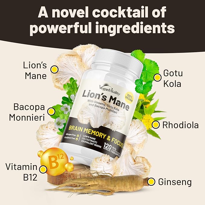 Vegan Vitality Lion's Mane x General Health Combo Bundle - 6 Months Lion's Mane and Multivitamins