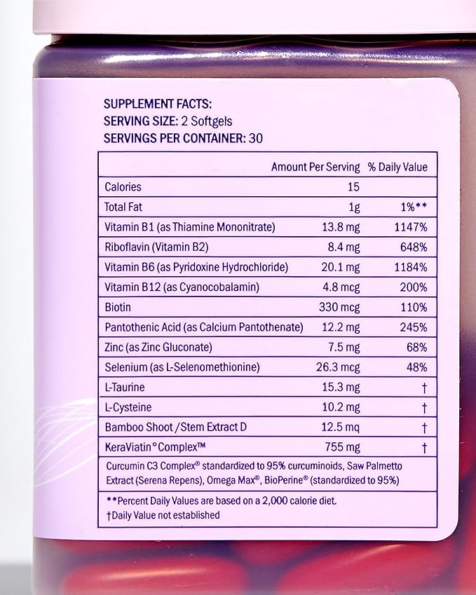 Keranique KeraViatin Hair &amp Scalp Health Supplement Clinical Strength Biotin Vitamin B 120 Softgels-60 Count (Pack of 2)