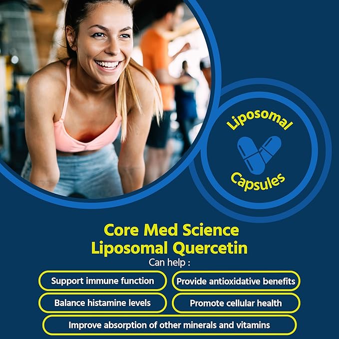 Core Med Science Liposomal Quercetin Supplement 200mg - Physician Formulated Supports Histamine Balance Immune Support &amp Antioxidant Defense - High Absorption Bioavailable Capsules Made in USA